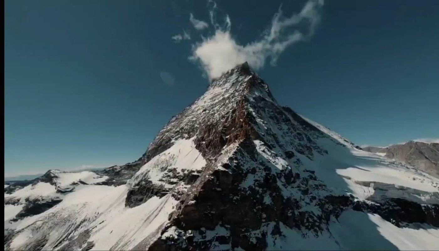 A Video of the border between Switzerland and Italy, the ridge of the Matterhorn.