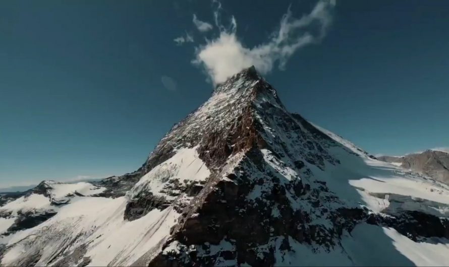 A Video of the border between Switzerland and Italy, the ridge of the Matterhorn.