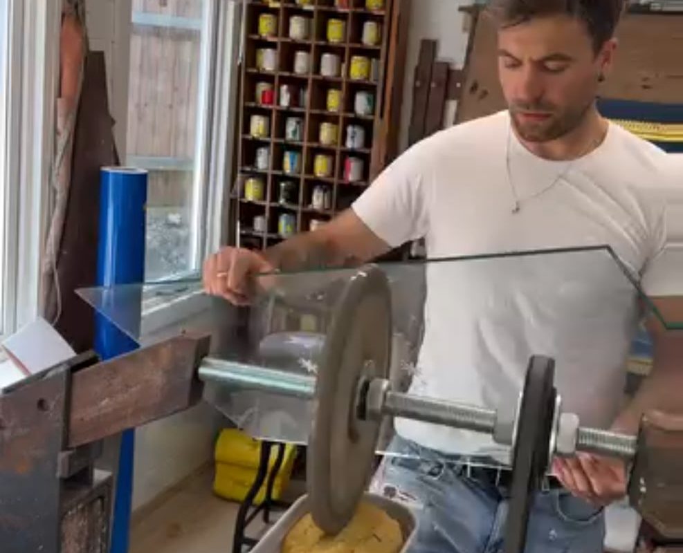 A contemporary art work on glass