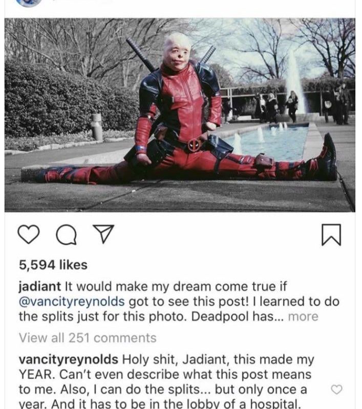 A reply from Ryan Reynolds to a burn victim. ,