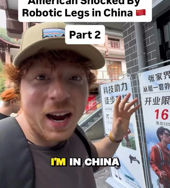 American traveler is left stunned after trying Robotic legs in China