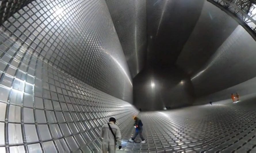 An inside view of one of the tanks in Cargo ship that carries Liquified Natural Gas