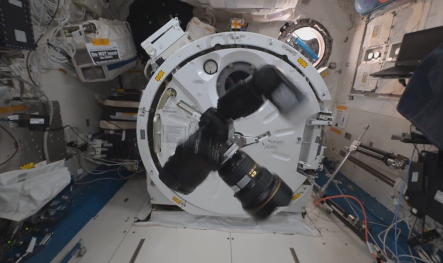 Astronaut Don Pettit demonstrates the Dzhanibekov effect aboard the ISS, where a spinning camera in microgravity unexpectedly flips its rotation axis by 180 degrees.