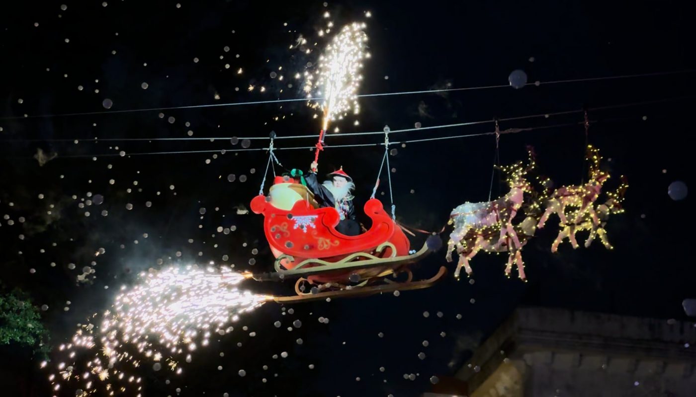 At a Christmas market in China...Obviously, they got their own version of Santa.