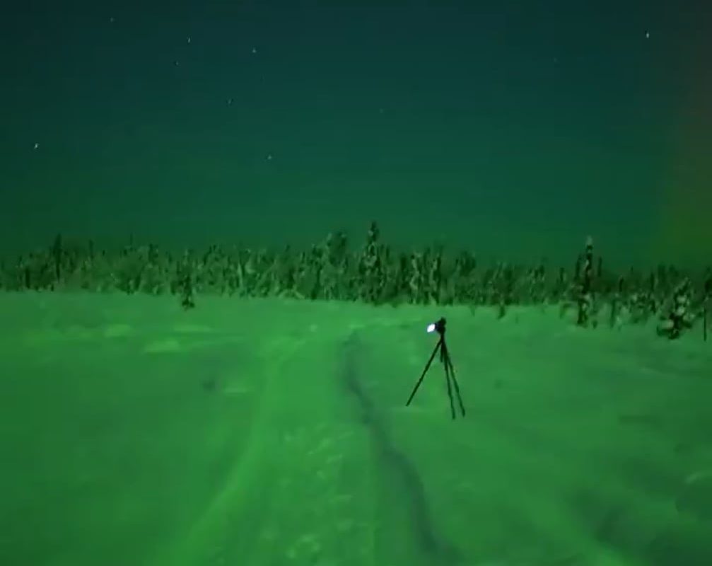 Aurora was to bright the ground turned green