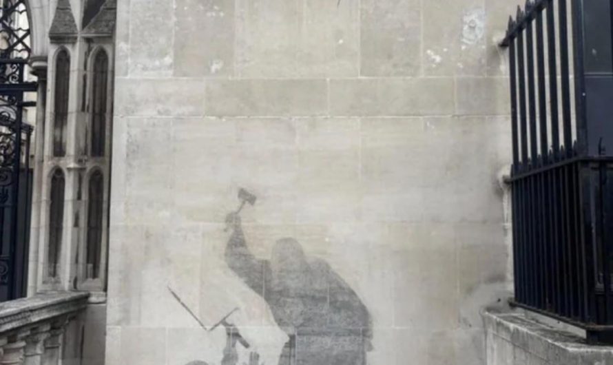 Banksy’s latest mural, a judge striking a protester with a gavel, was washed off a day after appearing