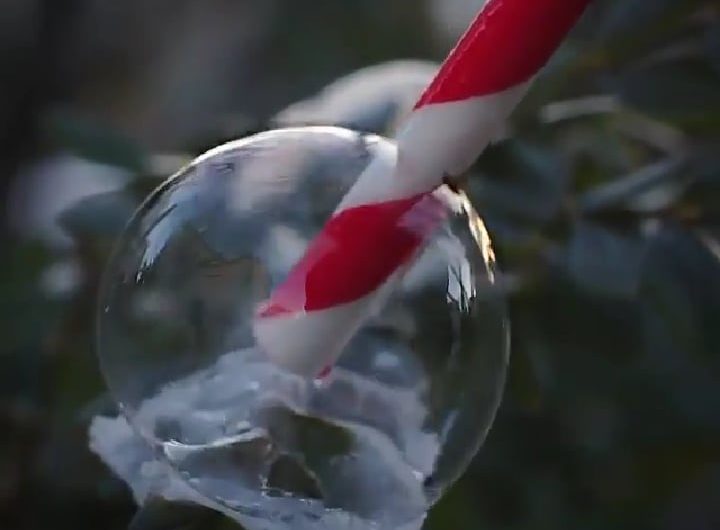 Bubble turning to ice