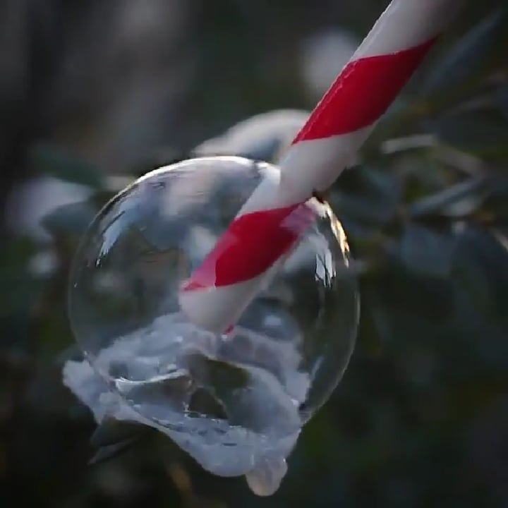 Bubble turning to ice
