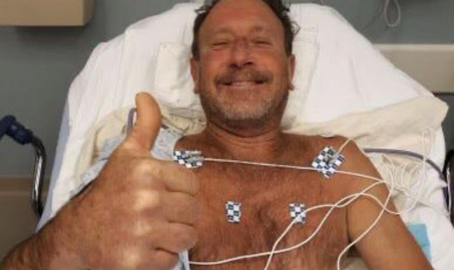 Cape Cod lobster diver flashes a thumbs up from his hospital bed after surviving being swallowed and spit out by a humpback whale.