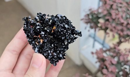 Cluster of copper acetate formed on a piece of copper.