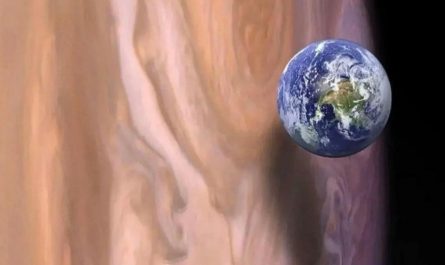 Earth next to Jupiter