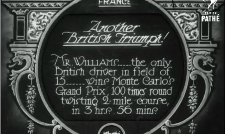 First ever Monaco Grand Prix (1929), won by English-French racer, William Charles Frederick Grover-Williams in a Bugatti Type 35 B.