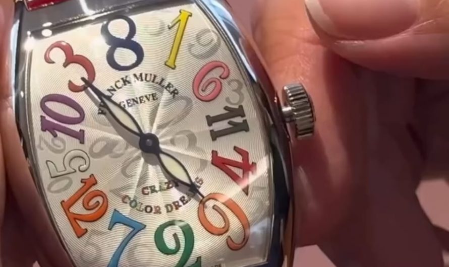 Franck Muller “crazy hours timepiece” minute hand stays steady while the hour hand leaps across the dial