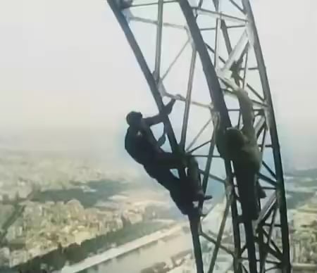 Hand painting the Eiffel Tower back in 1932