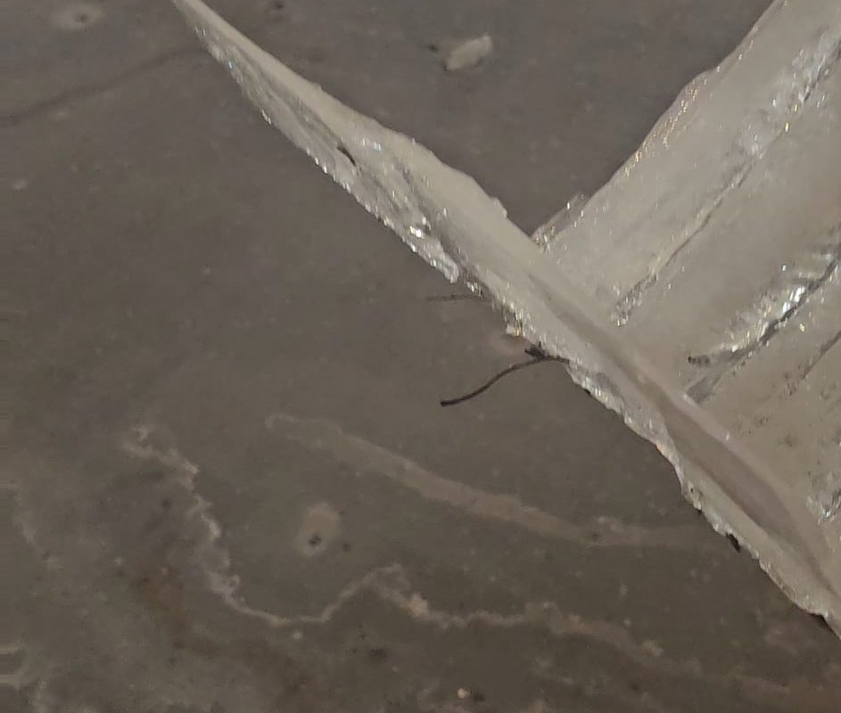 Ice smashed on concrete