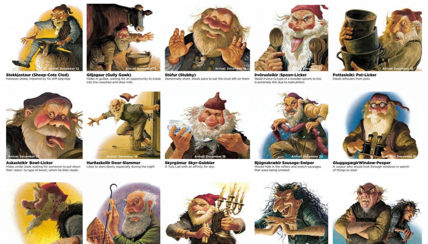 Instead of Santa Claus, children in Iceland are visited by the Yule Lads, 13 brothers who individually appear on each of the 13 nights leading up to Christmas.