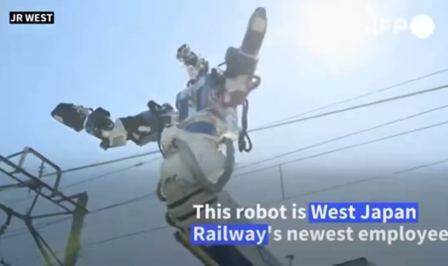 Japanese Railway West is using a robot on a truck platform to perform high-altitude, high-risk tasks. It is used for railway maintenance, assisting humans with jobs such as pruning tree branches, inspecting power lines, and painting along the railway lines.