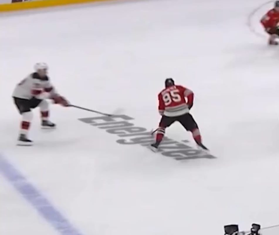 Jesper Bratt just casually flipping the stick back to Timo Meier