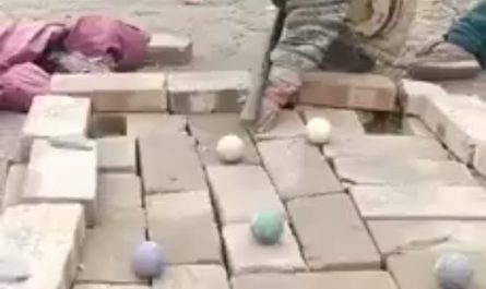Kids built their own billiards table out of bricks