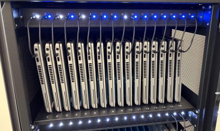 Laptops charging in their cart …