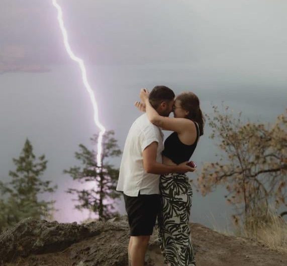 Lightning Strikes at Exact Moment Girlfriend Accepts Marriage Proposal