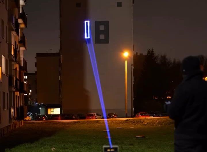 Mapping objects on a building with a laser