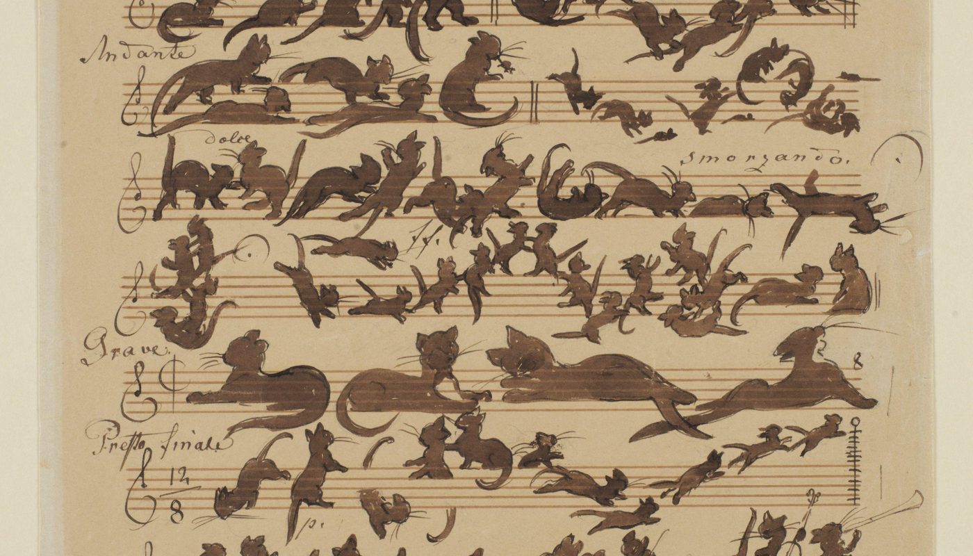 Moritz von Schwind's music sheet titled''Katzensymphonie - Cat Symphony'',1868.