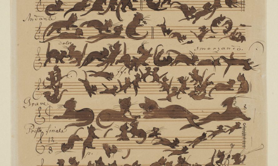 Moritz von Schwind’s music sheet titled”Katzensymphonie – Cat Symphony”,1868.
