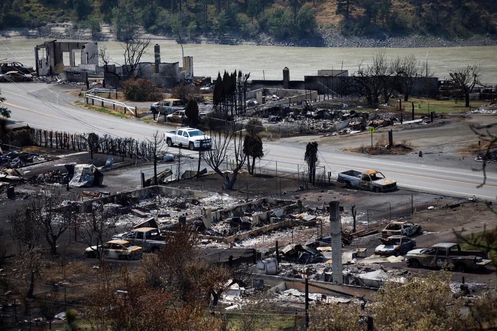On June 29, 2021 The village of Lytton, BC set the record for highest temperature ever in Canada reaching 49.6 °C (121.3 °F). The next day the village was wiped out completely by a wildfire. https://www.theguardian.com/world/2021/jul/01/lytton-wildfire-heatwave-british-columbia-canada