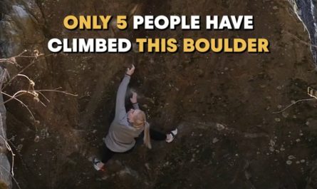Only 5 people have climbed this boulder - she made it