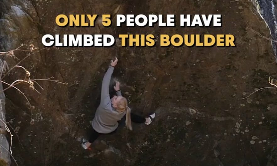 Only 5 people have climbed this boulder – she made it