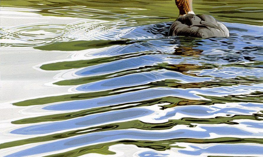 Out of the Blue, by Sherrie York. It’s a linocut.