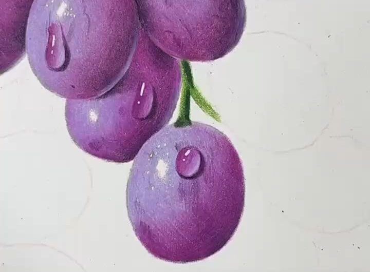 Pencil drawing of a hyperrealistic grape