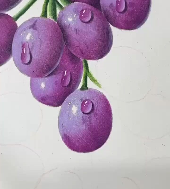 Pencil drawing of a hyperrealistic grape