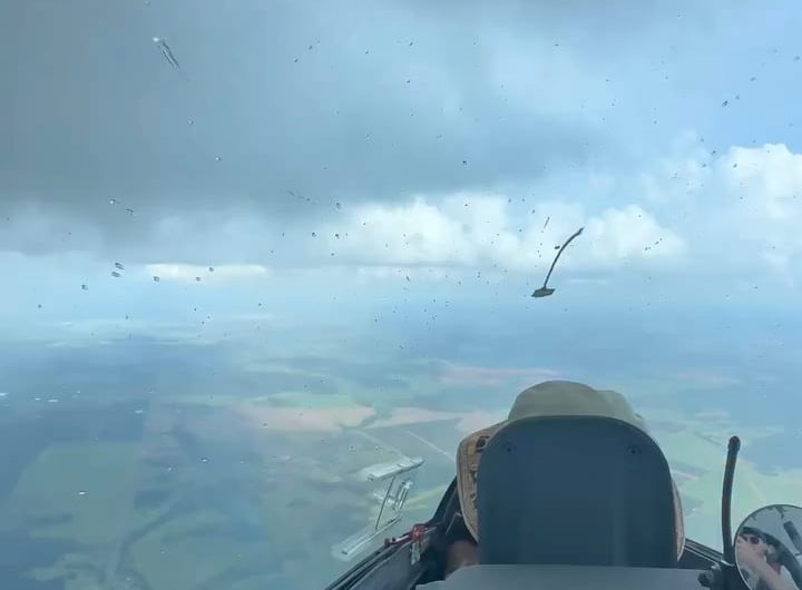 Raindrops on a sailplane canopy