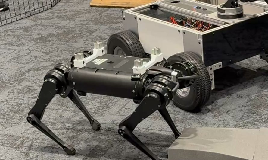 Researchers discussing using robots on rovers and it does tricks