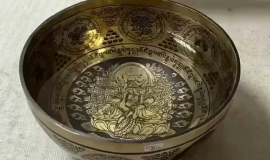 Resonating water inside a meditation bowl