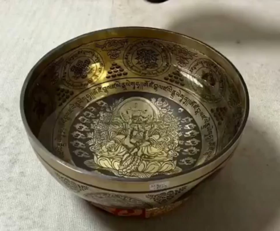 Resonating water inside a meditation bowl