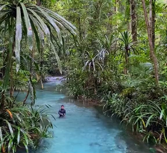 River swimming in Indonesia in the West Papua region