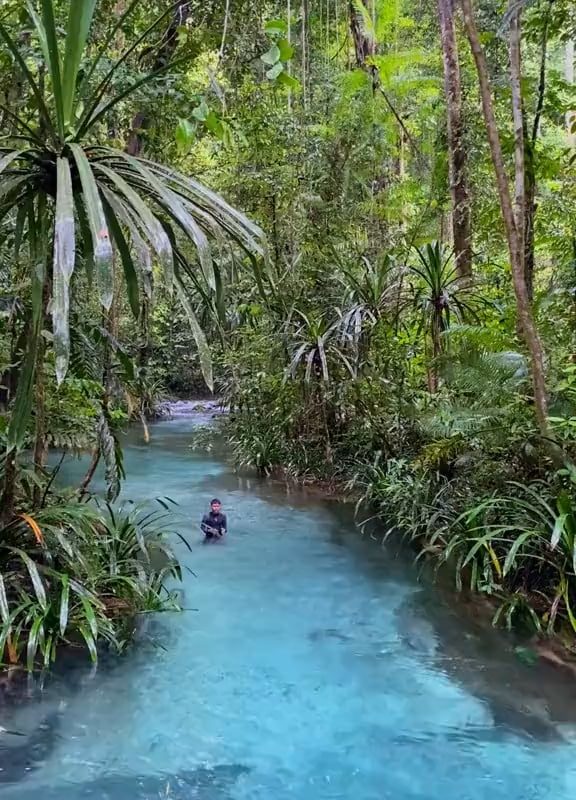 River swimming in Indonesia in the West Papua region