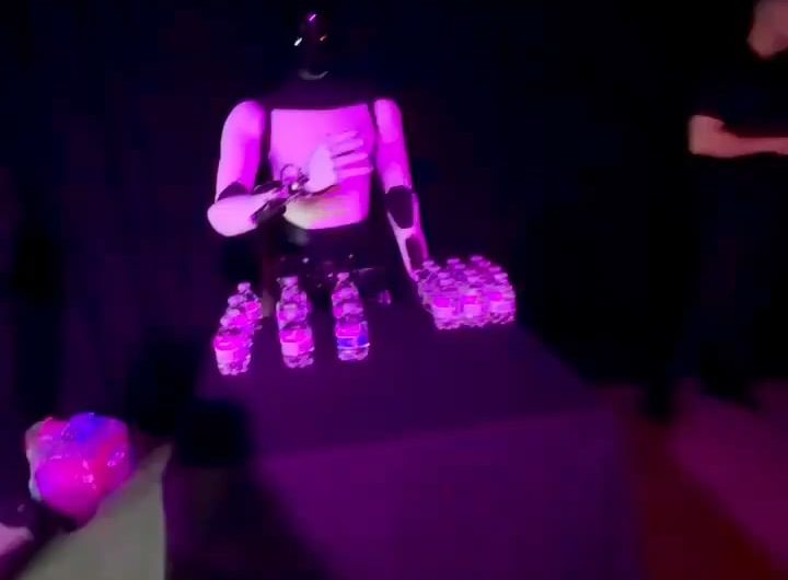 Robot shuts down after reproducing the gesture of its human operator removing their headset.