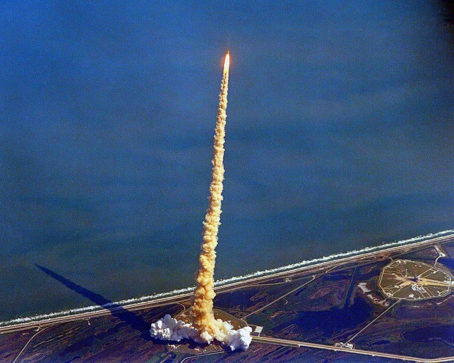 Space Shuttle Columbia launches from NASA's Kennedy Space Center, Florida, October 1992