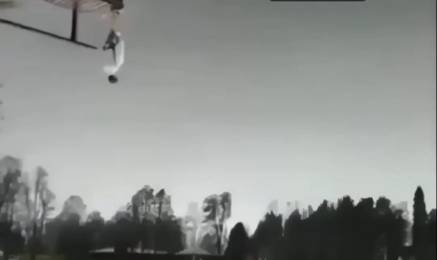 Stunning mirrored lake shot makes the runner appear to be sprinting in the sky