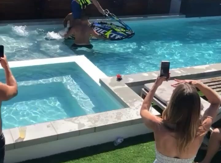 Stunt in a pool