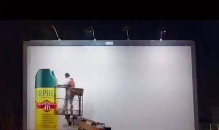 The bug spray billboard is actually an insect trap