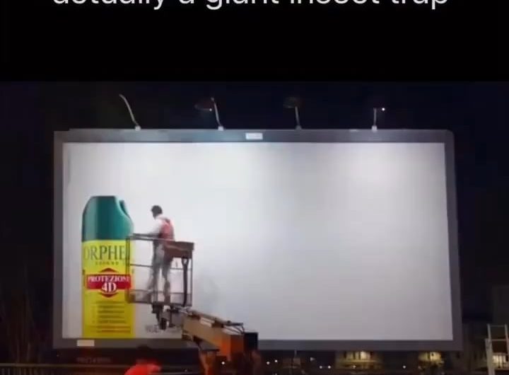 The bug spray billboard is actually an insect trap