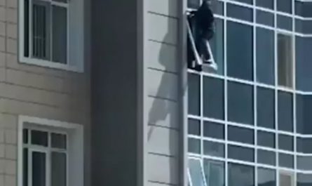 The man climbed out of his eighth floor apartment window to catch the helpless three-year-old girl.