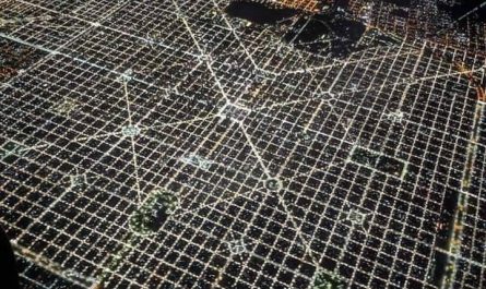 The overhead view of La Plata, Argentina at night