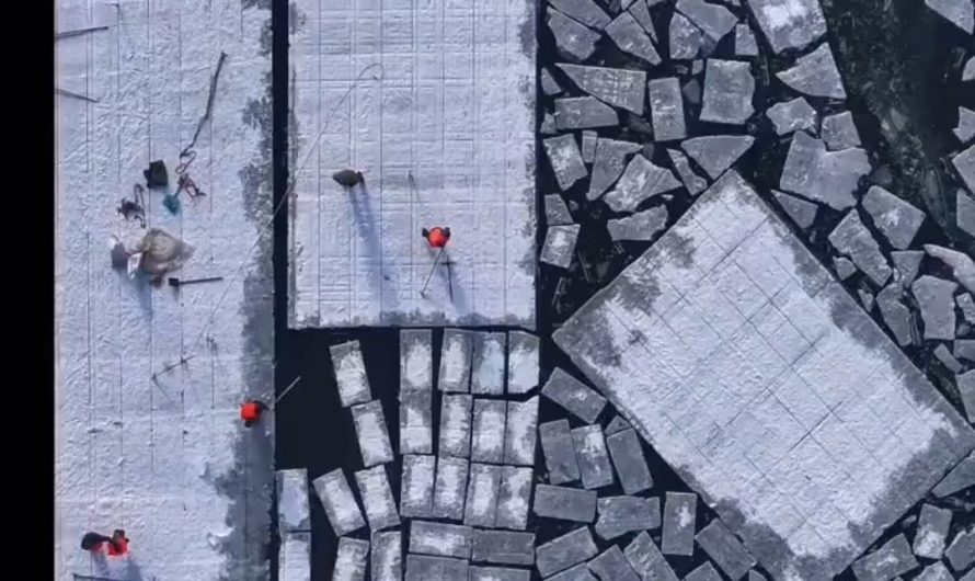 The process of ice removal and harvesting