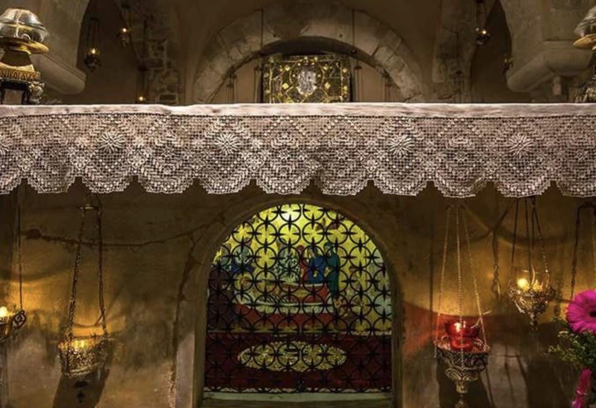 The tomb of Saint Nicholas, whose reputation helped inspire the figure of Santa Claus. A liquid leaks from his bones and is extracted every year before being diluted and sold to believers. The liquid is known as the ‘manna of Saint Nicholas’.